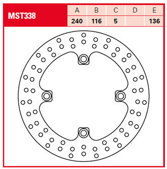 MST338 Тормозной диск для мотоциклов, Ø240/116x5мм, сталь (TRW, Германия) MST338