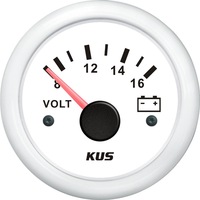 KY13304 Вольтметр аналоговый 8-16V, белый циферблат/белый ободок, 12V, Ø52мм KY13304