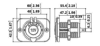 AES1118SP111 Разъем прикуривателя на панели (врезной), 12-24V/15A, чёрный (AES.Co, ) AES1118SP111_1