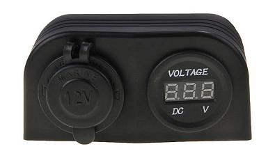 AES121440PV Разъем 12V и цифровой вольтметр 5-30V, крепление на приборной панели (AES.Co, ) AES121440PV_1