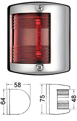 10014585 Огонь навигационный UTILITY 85,  левый/красный/112.5°, 12V/10W, полированная нержавеющая с 11.414.01-1
