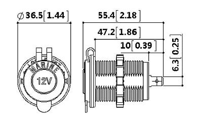 AES1118SP011 Разъем прикуривателя врезной, чёрный (AES.Co, ) AES1118SP011_1