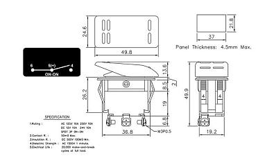 AES111851A Переключатель 2-х позиционный ON-ON, 12V/16А 3Р (AES.Co, ) AES111851A_2