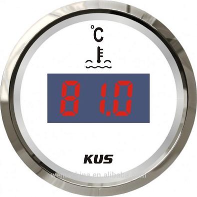 KY24100 Указатель температуры двигателя цифровой (25-120°C), белый циферблат/нержавеющий ободок, Ø52 KY24100