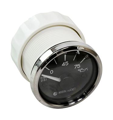 PGA0005BSMR Указатель давления масла 0-5 бар, черный циферблат, нержавеющий ободок, д. 52 мм, Marine 1