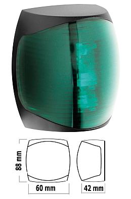 11.060.02 Огонь светодиодный навигационный SPHERA II 112.5°, правый/зеленый, 12-24V/2W, черный АБС-п 11.060.02-1