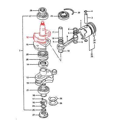 SK12221-94412-SL Щека (кривошип) коленвала Skipper для Suzuki DT40 OEM 12221-94412 topsports_SK12221-94412_4