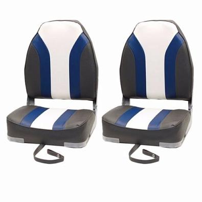 75107CBW Кресло мягкое складное HIGH BACK Rainbow Boat Seat, серый/синий/белый винил 75107CBW