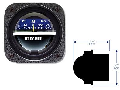 V537B Компас магнитный RITCHIE EXPLORER, черный корпус/синий циферблат, подсветка 12V () V-537B