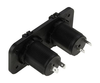 AES1214392P Панель с двумя разъёмами прикуривателя, 2x12-24V/15A (AES.Co, ) AES1214392P_2