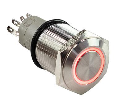A6C1B12VS Кнопка без фиксации 12В 5А, OFF-(ON) 5P, D16 синяя подсветка (AAA) knopka_694435