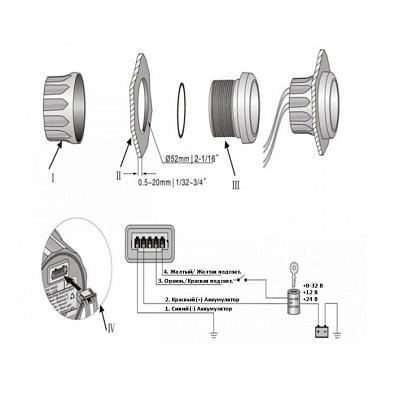 KY23200 Вольтметр цифровой 8-32V, черный циферблат/красные цифры/черный ободок, Ø52мм KY23200 3