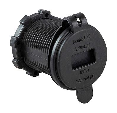 AES1118SUV Разъем врезной USB 2x5V/2.1+2.1А и цифровой вольтметр 5-30V (AES.Co, ) AES1118SUV