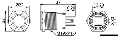 14.215.13 Выключатель кнопочный Flat 10А 24B IP67 белый светодиод (ON)-OFF imtelex_14.215.13_5