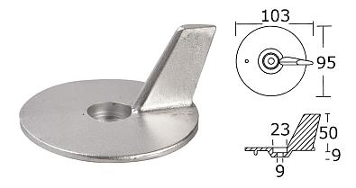 43.291.01 Анод алюминий (Trim Tab) для HONDA BF20-50   OEM: 06412-ZV5-000/41107-ZV5-000 (Osculati) 43.291.00