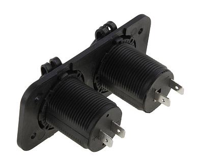 AES121438PU Панель врезная с USB-разъемом 2x5V/3.1А (1+2.1A) и прикуривателем 12V (AES.Co, ) AES121438PU_2