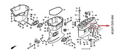 41107-ZV5-000 Анод цинковый Honda 20-50 (киль протектор) (оригинал) kil-protektor-honda-20-50_626570