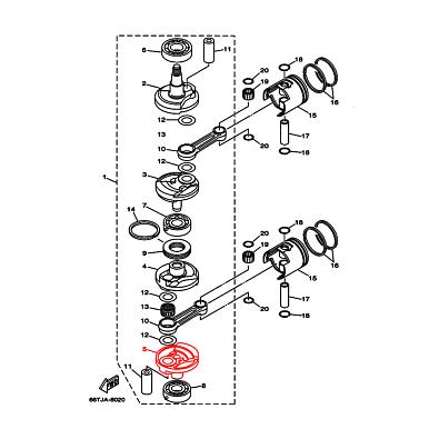 SK66T-11442-00-SL Щека (кривошип) 4 коленвала Skipper для Yamaha 40X OEM:66T-11442-00 SK66T-11442-00_1