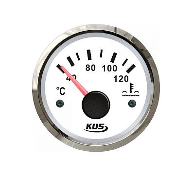KY14100 Указатель температуры двигателя (40-120°C), белый циферблат/нержавеющий ободок, Ø52мм KY14100